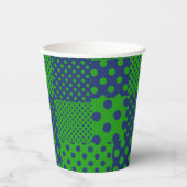 Blauwgroene Stippen Patchwork  Papieren Bekers (Voorkant)