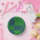 Blauwgroene Stippen Patchwork Papieren Kommen (Feest)