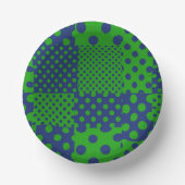 Blauwgroene Stippen Patchwork Papieren Kommen (Voorkant)