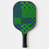 Blauwgroene Stippen Patchwork  Pickleball Paddle (Voorkant)