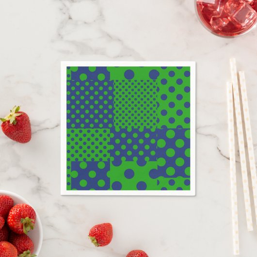Blauwgroene Stippen Patchwork Servet (Insitu)
