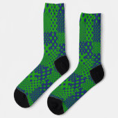 Blauwgroene Stippen Patchwork  Sokken (Links)