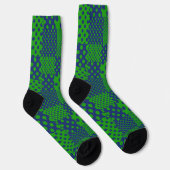 Blauwgroene Stippen Patchwork  Sokken (Rechts)