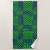 Blauwgroene Stippen Patchwork Strandlaken (Voorkant)