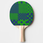 Blauwgroene Stippen Patchwork  Tafeltennisbatje (Voorkant)