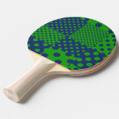 Blauwgroene Stippen Patchwork  Tafeltennisbatje (Voorkant Gekanteld)