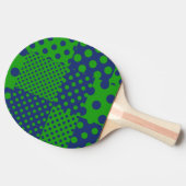 Blauwgroene Stippen Patchwork  Tafeltennisbatje (Zijkant)