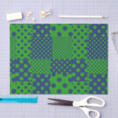 Blauwgroene Stippen Patchwork Tissuepapier (Craft)