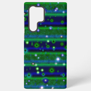 Blauwgroene strepen met sterren en regendruppels samsung galaxy hoesje