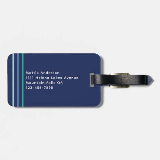 Blauwgroene striptekening bagagelabel (Achterkant horizontaal)