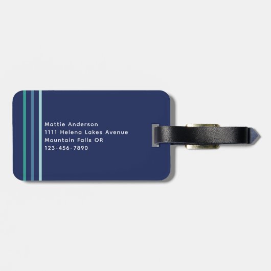 Blauwgroene striptekening bagagelabel (Achterkant horizontaal)