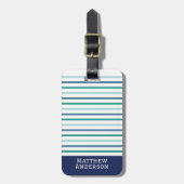 Blauwgroene striptekening bagagelabel (Voorkant verticaal)