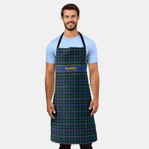Blauwgroene tartan met jouw tekst schort