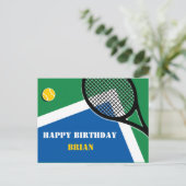 🎾 Blauwgroene tennisbaan aanpasbaar Briefkaart (Staand voorkant)