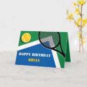 Blauwgroene tenniskaart aanpasbaar kaart (Gele Bloem)