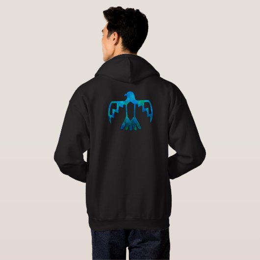 Blauwgroene Thunderbird Hoodie (backprint) (Achterkant volledig)