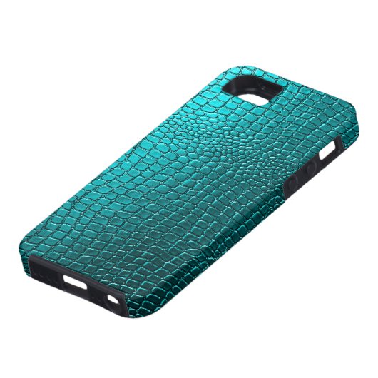 Blauwgroene tinten Snakeskin lederen patroon look Case-Mate iPhone Case (Onderkant)