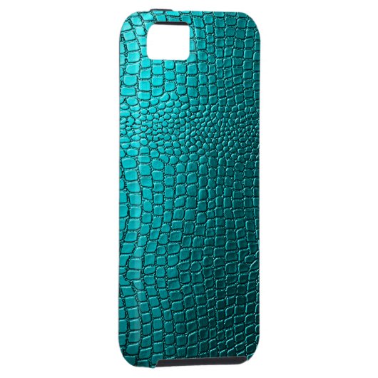 Blauwgroene tinten Snakeskin lederen patroon look Case-Mate iPhone Case (Back/Rechts)