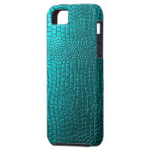 Blauwgroene tinten Snakeskin lederen patroon look Case-Mate iPhone Case (Achterkant Links)