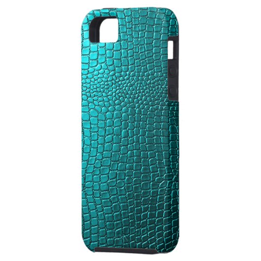 Blauwgroene tinten Snakeskin lederen patroon look Case-Mate iPhone Case (Achterkant Links)