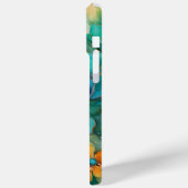Blauwgroene turquoise goud oranje abstracte bloeme Case-Mate iPhone case (Achterkant / Links)
