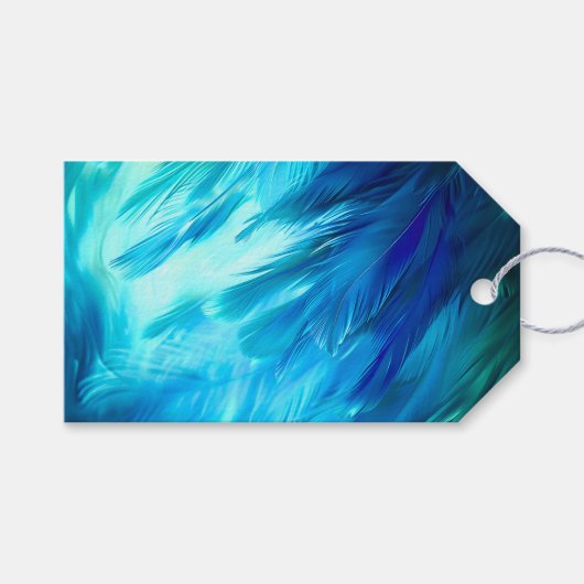 Blauwgroene Veer Abstract Cadeaulabel (Voorkant (Horizontaal))
