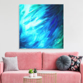 Blauwgroene Veer Abstract Canvas Afdruk (Insitu (Woonkamer))