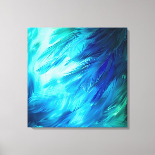 Blauwgroene Veer Abstract Canvas Afdruk (Voorkant)