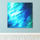 Blauwgroene Veer Abstract Canvas Afdruk (Insitu (Houten vloer))