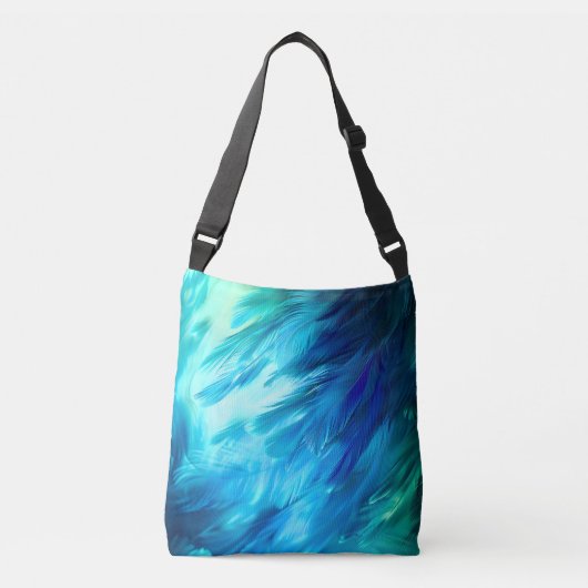 Blauwgroene Veer Abstract Crossbody Tas (Voorkant)