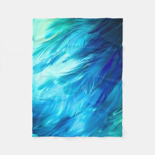 Blauwgroene Veer Abstract Fleece Deken (Voorkant)