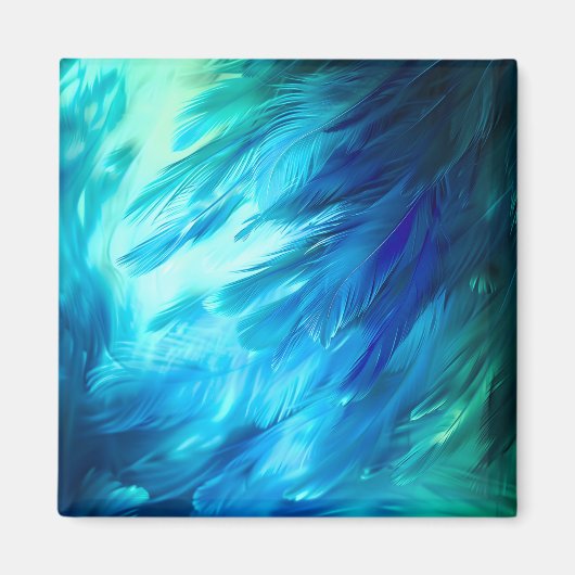 Blauwgroene Veer Abstract Magneet (Voorkant)