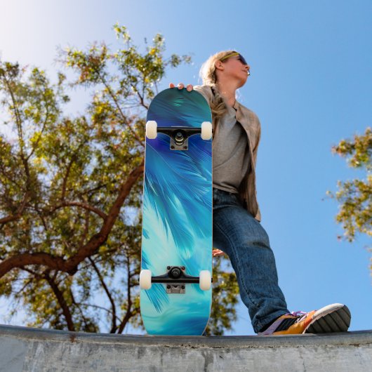 Blauwgroene Veer Abstract Persoonlijk Skateboard (Buiten 1)