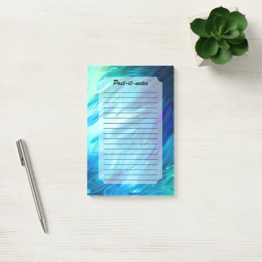 Blauwgroene Veer Abstract Post-it® Notes (Kantoor)