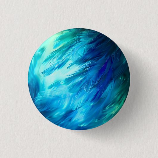 Blauwgroene Veer Abstract Ronde Button 3,2 Cm (Voorkant)