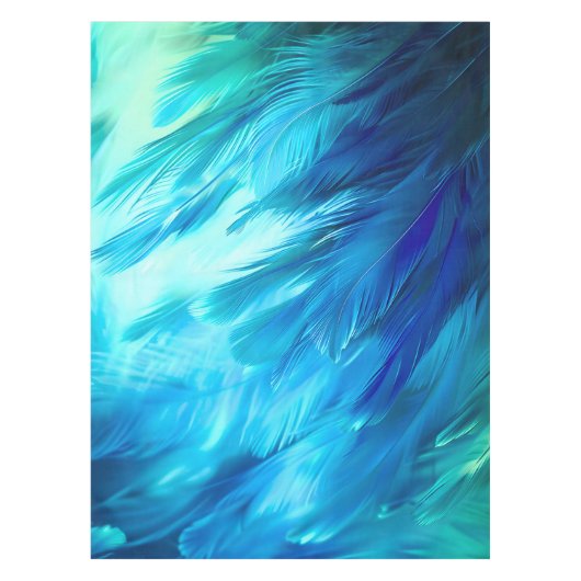 Blauwgroene Veer Abstract Tafelkleed (Voorkant)