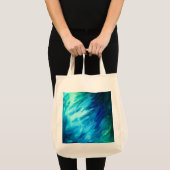 Blauwgroene Veer Abstract Tote Bag (Voorkant (product))
