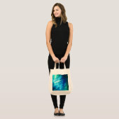 Blauwgroene Veer Abstract Tote Bag (Voorkant (model))