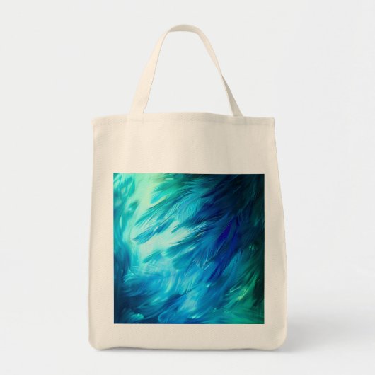 Blauwgroene Veer Abstract Tote Bag (Voorkant)