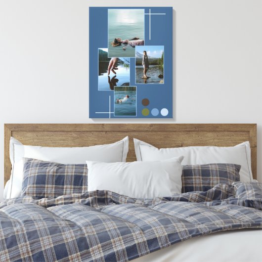 Blauwgroene verdrink foto-collage script doekprint canvas afdruk (Insitu (Slaapkamer))