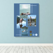 Blauwgroene verdrink foto-collage script doekprint canvas afdruk (Insitu (Houten vloer))