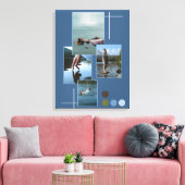 Blauwgroene verdrink foto-collage script doekprint canvas afdruk (Insitu (Woonkamer))