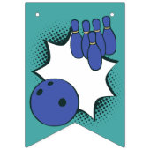 Blauwgroene Verjaardag Bowling Feestje  Vlaggetjes (Eerste vlag)