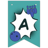 Blauwgroene Verjaardag Bowling Feestje  Vlaggetjes (Derde vlag)