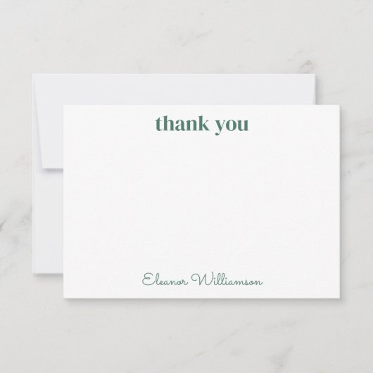 Blauwgroene Vintage Bruiloftsbruiloft Aangepaste D Bedankkaart (Voorkant)