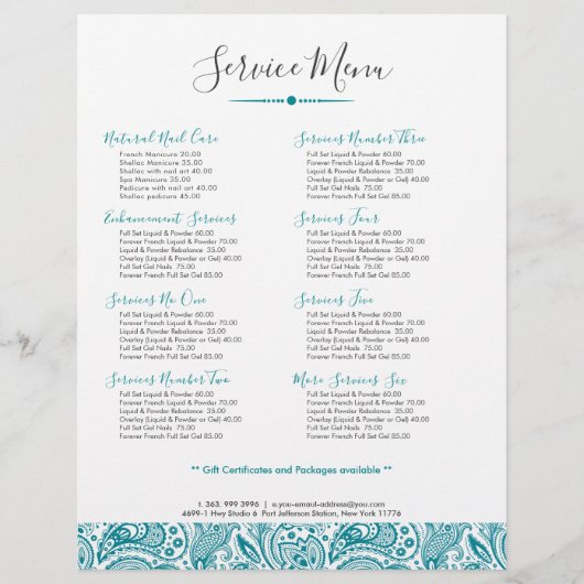 Blauwgroene Vintage Paisley Kant Flyer (Voorkant)