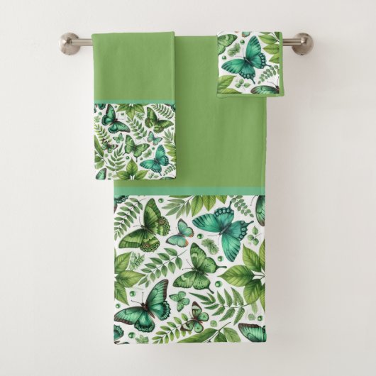 Blauwgroene vlinders bad handdoek (Insitu)