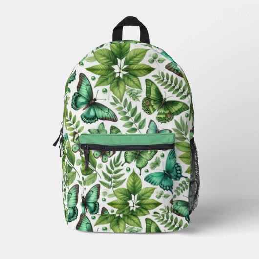 Blauwgroene vlinders bedrukte rugzak (Voorkant)