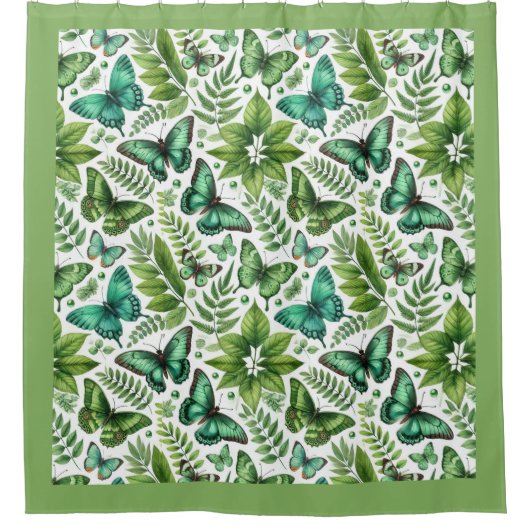 Blauwgroene vlinders douchegordijn (Voorkant)