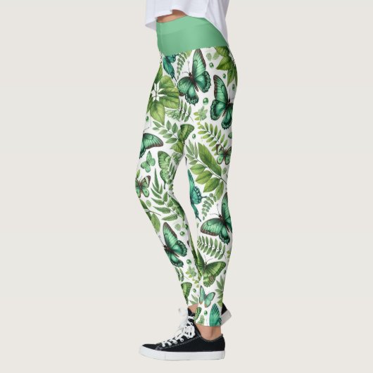 Blauwgroene vlinders leggings (Links)